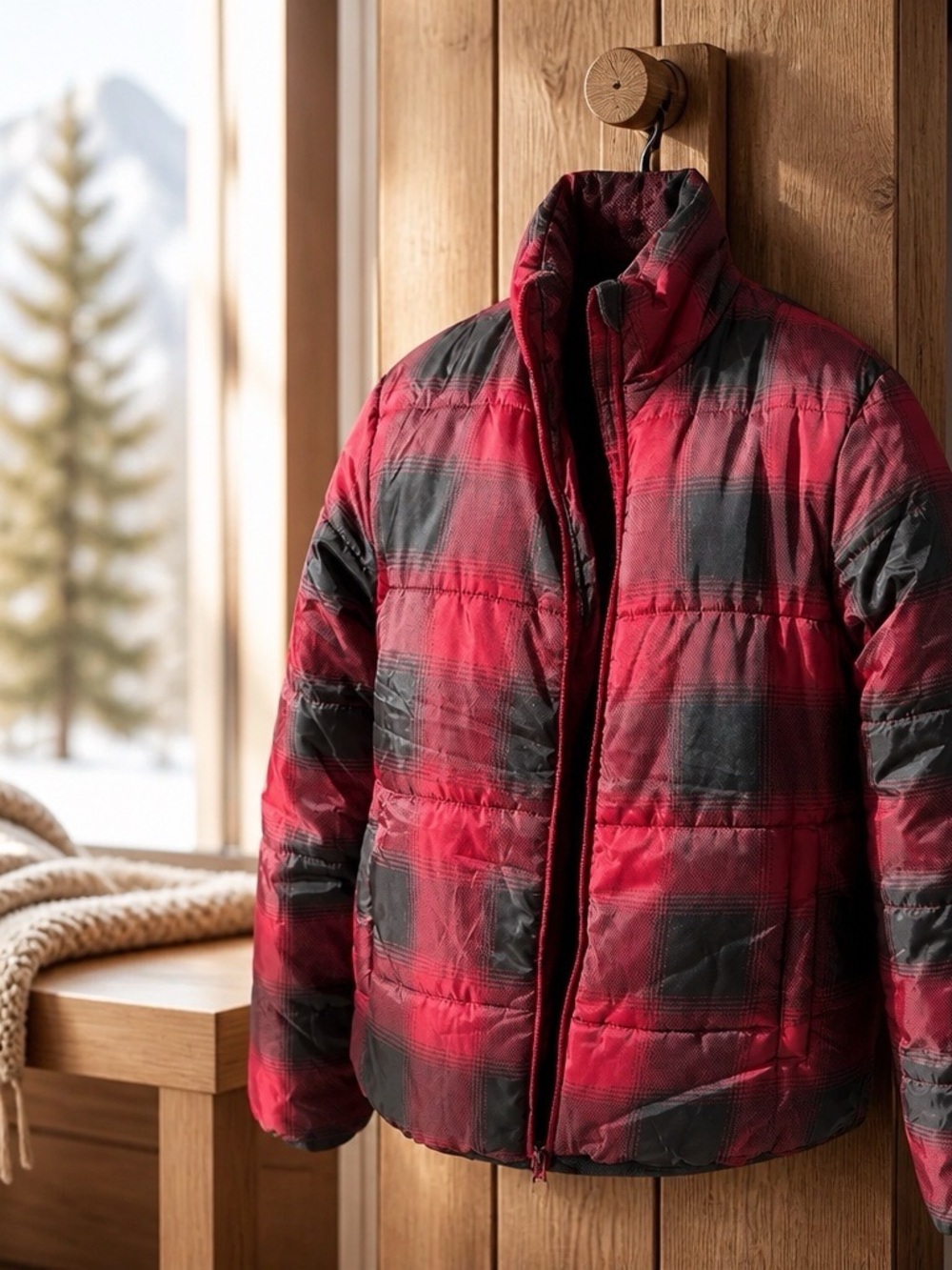 Universal Thread Buffalo Plaid Puffer Jacket Womens size XS winter jacket